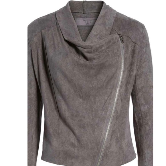 NEW BLANKNYC GREY FAUX SUEDE DRAPE FRONT JACKET - Picture 9 of 9